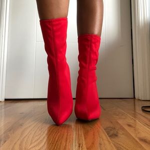 Anne Michelle Shoes - Red sock boot style heels Anne Michelle Shoes - Red sock boot style heels